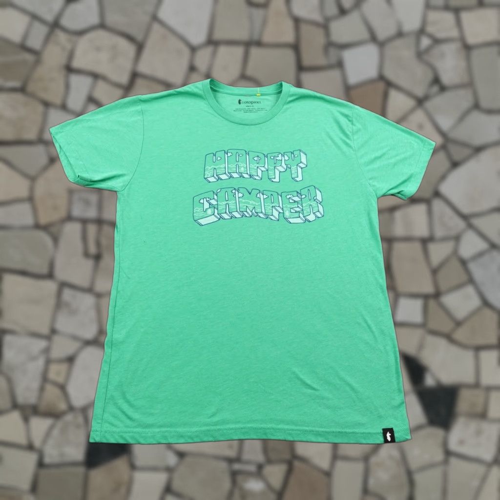 Cotopaxi Cotopaxi Shirt Mens XL Green Happy Camper Graphic Tee Outdoors Camping Hiking Mens XL Green Graphic Print T-Shirt Size US XL / EU 56 / 4 - 1 Thumbnail
