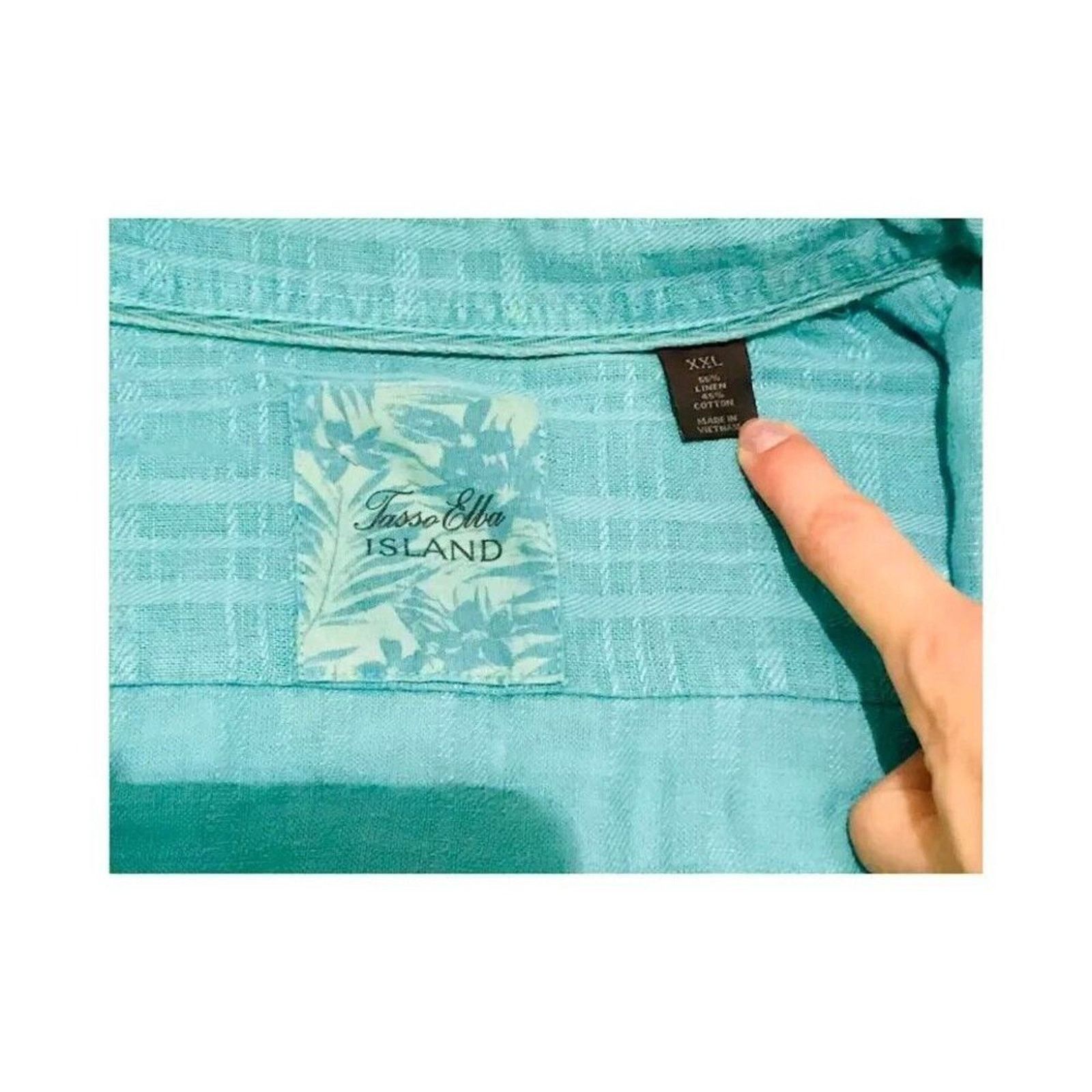 Tasso Elba Tasso Elba Island Men's Shirt Turquoise Green XXL Linen Size US XXL / EU 58 / 5 - 5 Thumbnail
