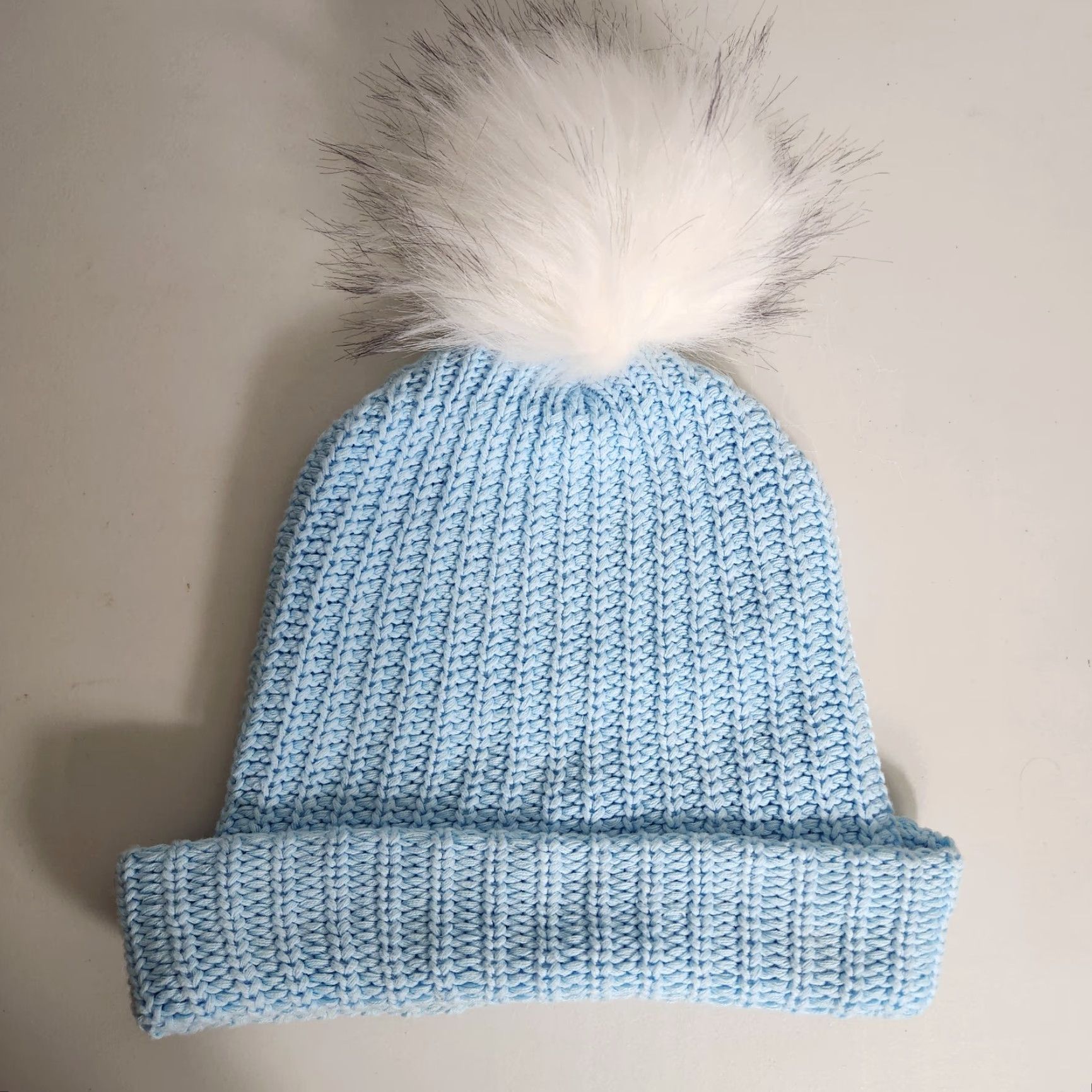 Vintage Love Your Melon Womens Slouch Hat One Size Light Blue Pom Knitted Cotton Knit Size ONE SIZE - 5 Thumbnail