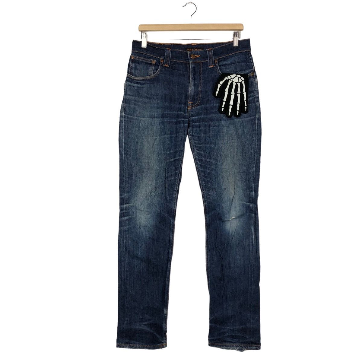 Japanese Brand 🔥Rare Skinny Cut Distressed Denim Jeans Nudie Japan Punk Size US 28 / EU 44 - 2 Thumbnail