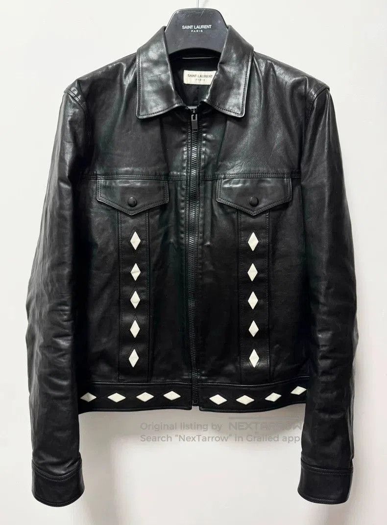 Saint Laurent Paris Saint Laurent Black Leather Jacket with Diamonds. Size US M / EU 48-50 / 2 - 1 Thumbnail