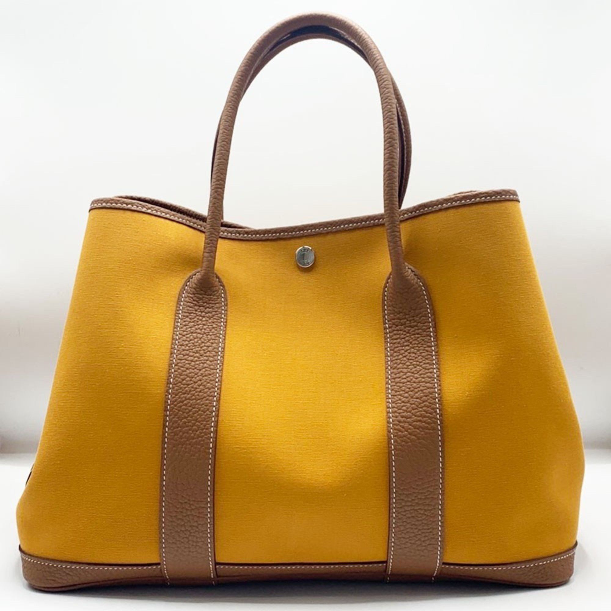 Hermes Garden Pm C Stamp Saffron X Gold Toile Officier Negonda Tote Bag Hermes, Women's