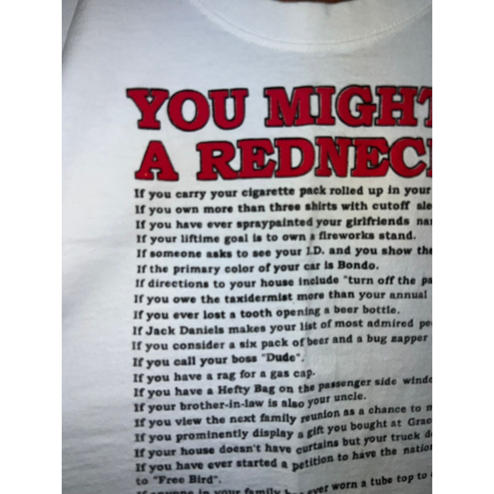 Vintage Womens Vintage You Might Be A Redneck Shirt Tee Crop Top 90s Size L / US 10 / IT 46 - 5 Thumbnail