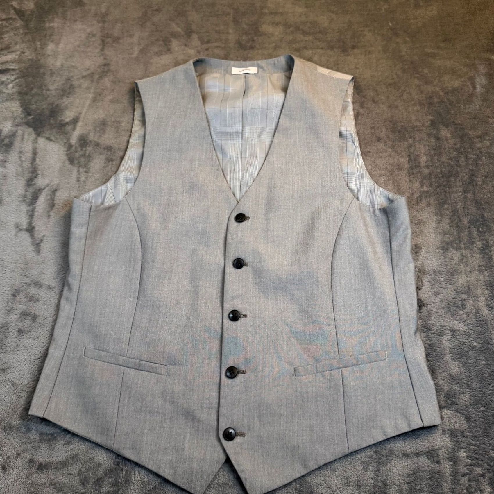 Vintage J.Ferrar Slim Fit Suit Jacket & Vest 42 Short Gray Two Piece Set Mens Size US 42 / EU 58 - 7 Thumbnail