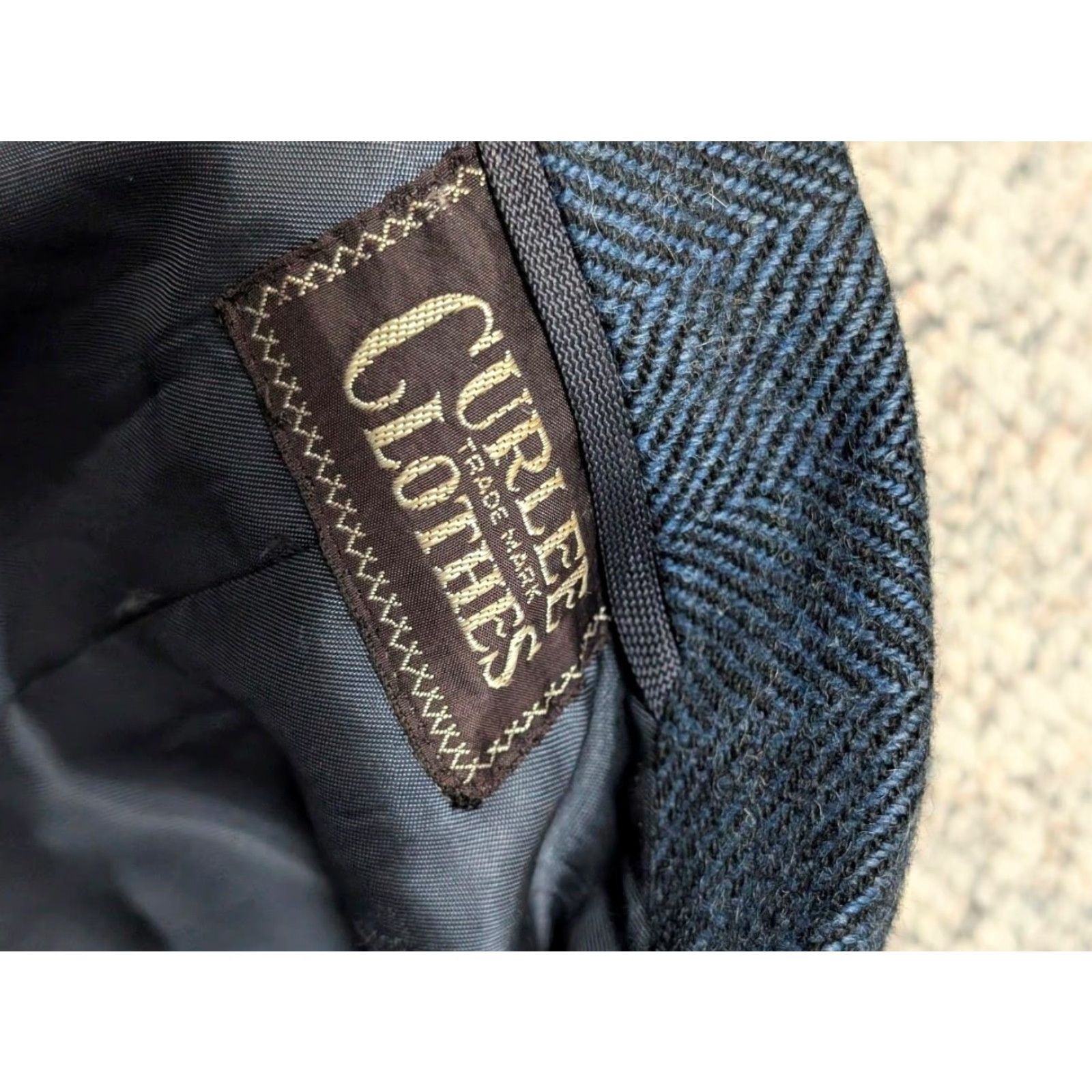 Vintage VINTAGE Curlee Overcoat Coat Mens 44R Blue Tweed Herringbone Donegal Irish Wool 1950s - (adjusted) Size US L / EU 52-54 / 3 - 5 Thumbnail