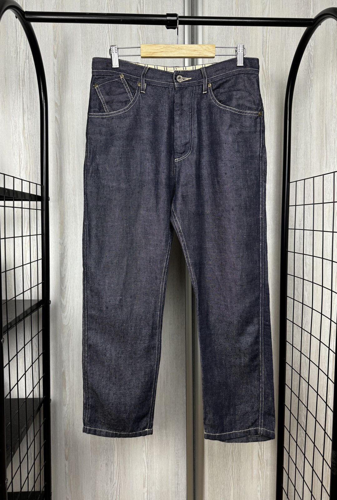 Vlas Blomme Vlas Blomme navy blue kortrijk linen size 1 Japan made jeans Size US 31 - 1 Thumbnail