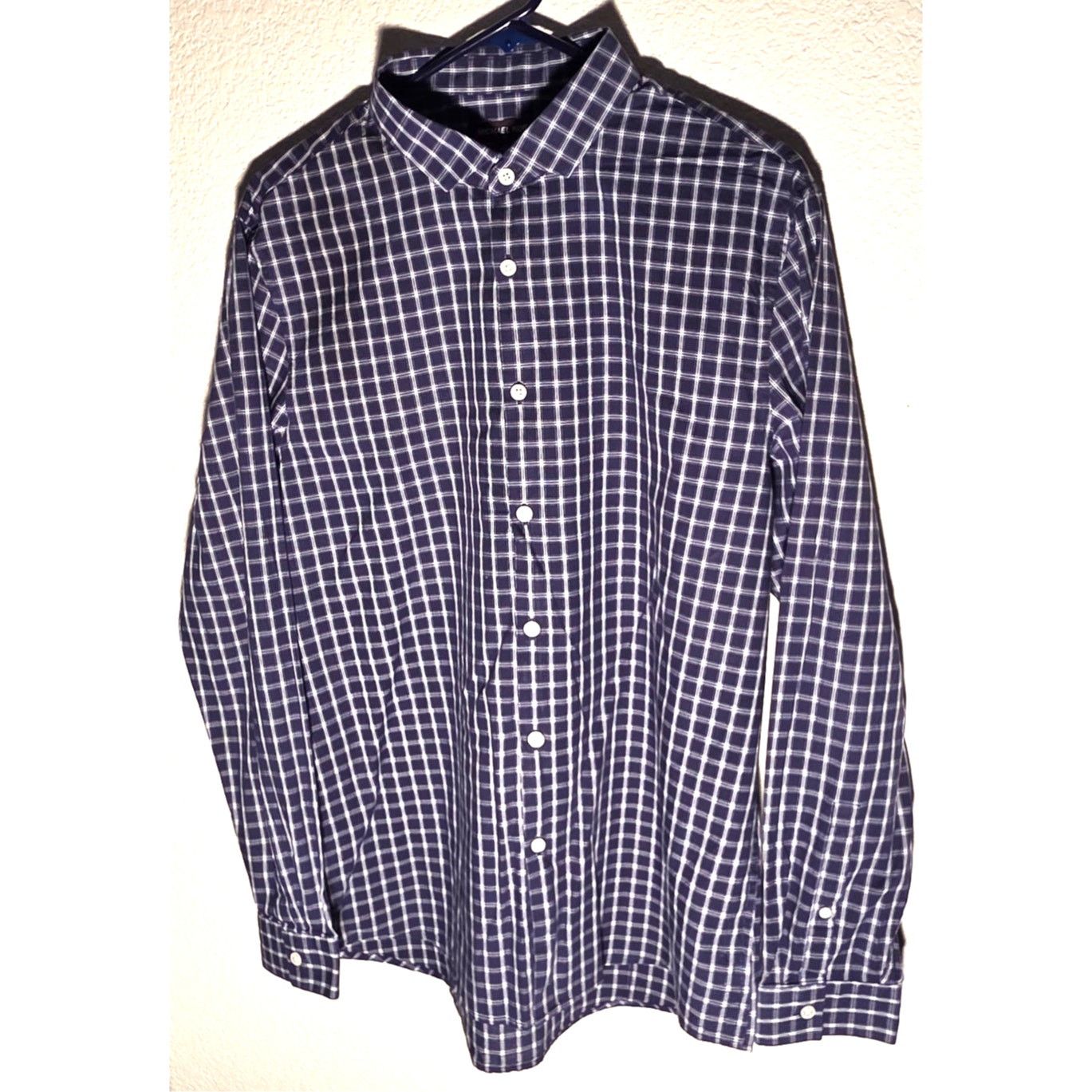 Michael Kors Michael Kors XL Slim Fit Navy Blue Plaid Button Up Shirt Size US XL / EU 56 / 4 - 3 Thumbnail