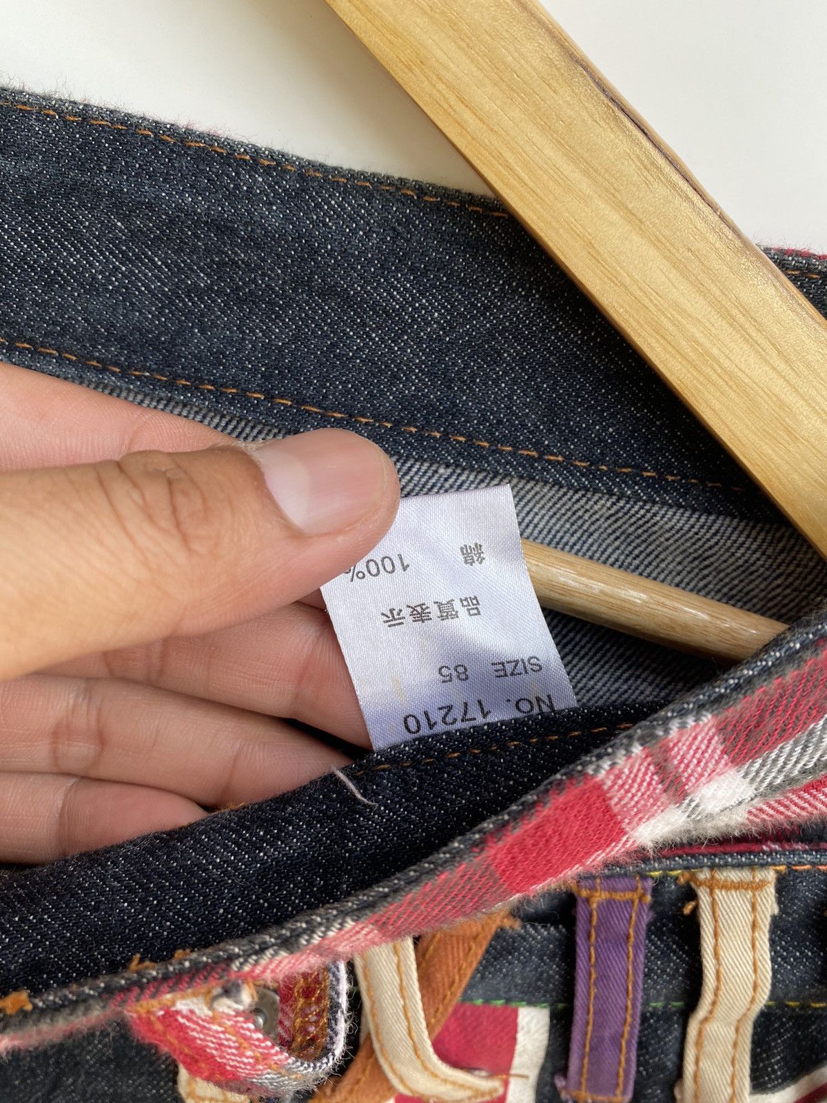 Japanese Brand Vtg Nylaus. Denim Double Waist Flag Logo Size US 35 - 9 Thumbnail