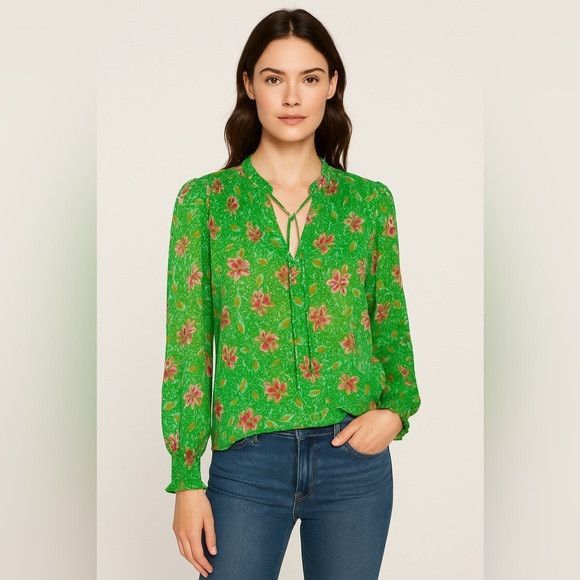 Joie Joie Green Floral Long Sleeve Blouse Women’s Size M Size M / US 6-8 / IT 42-44 - 1 Thumbnail