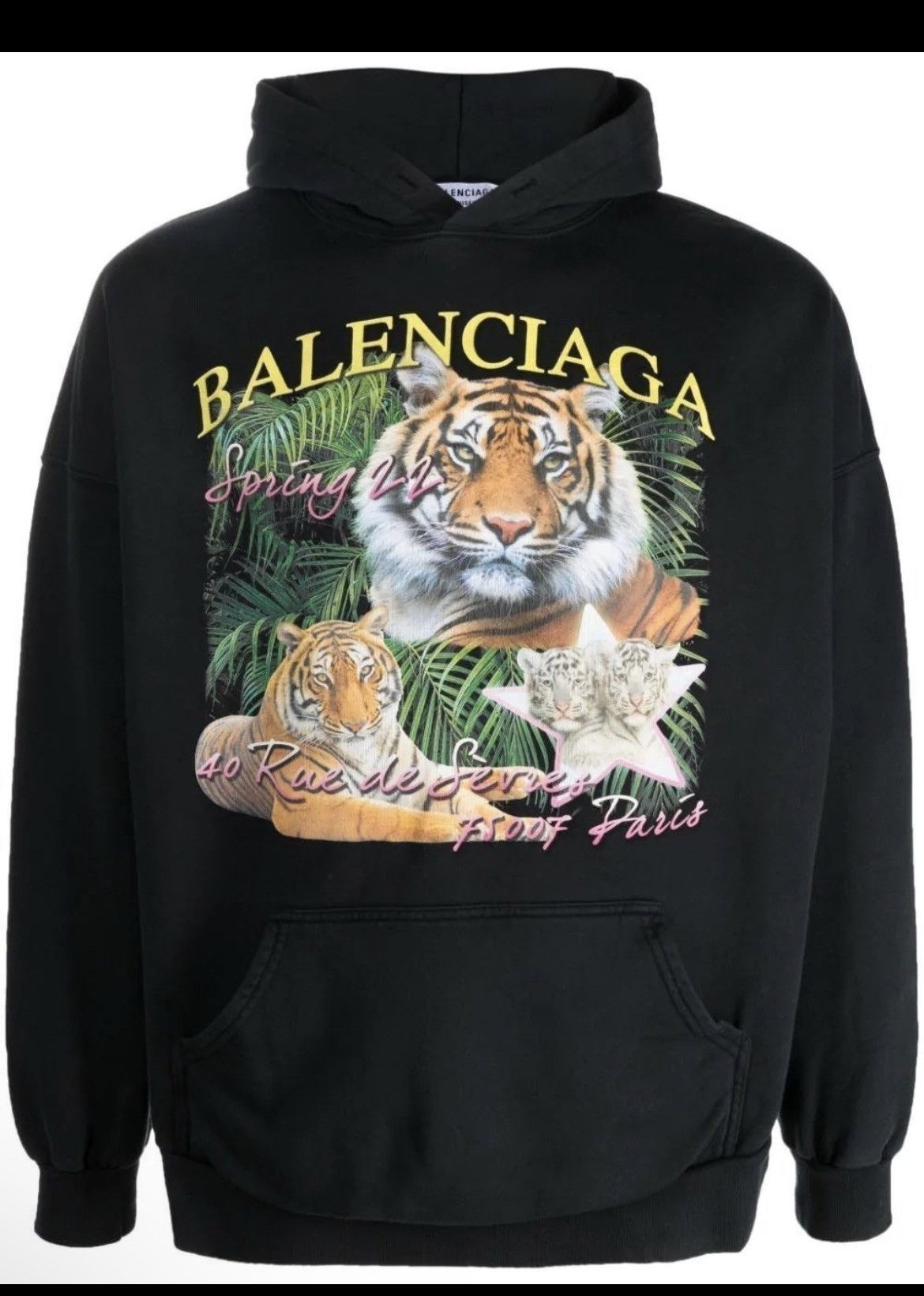 image of Balenciaga Tiger Hoodie in Black, Men's (Size Small)