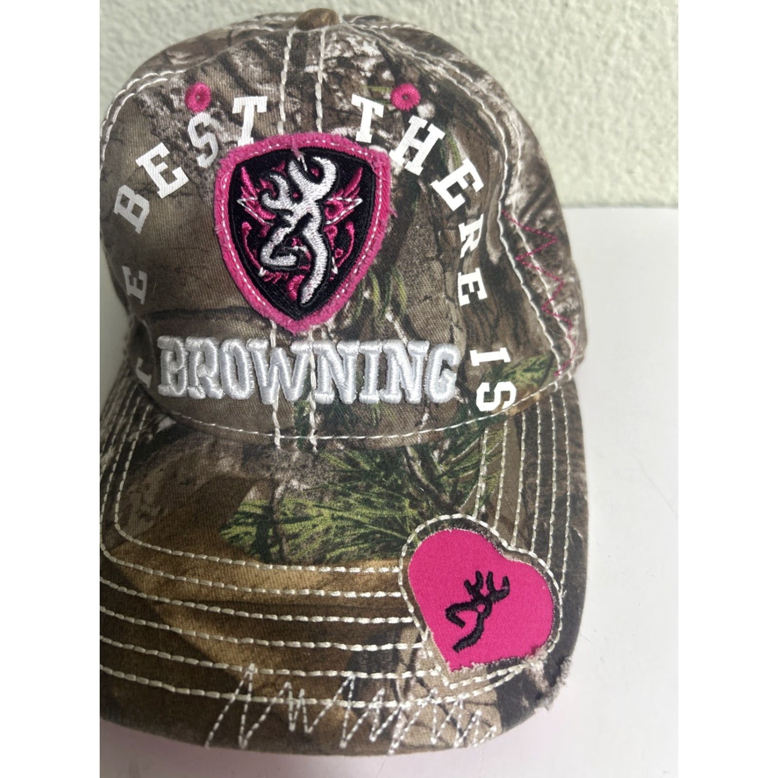 Vintage Browning Cotton Womens One Size Adjustable Camo Pink Baseball Hat Cap Size ONE SIZE - 3 Thumbnail
