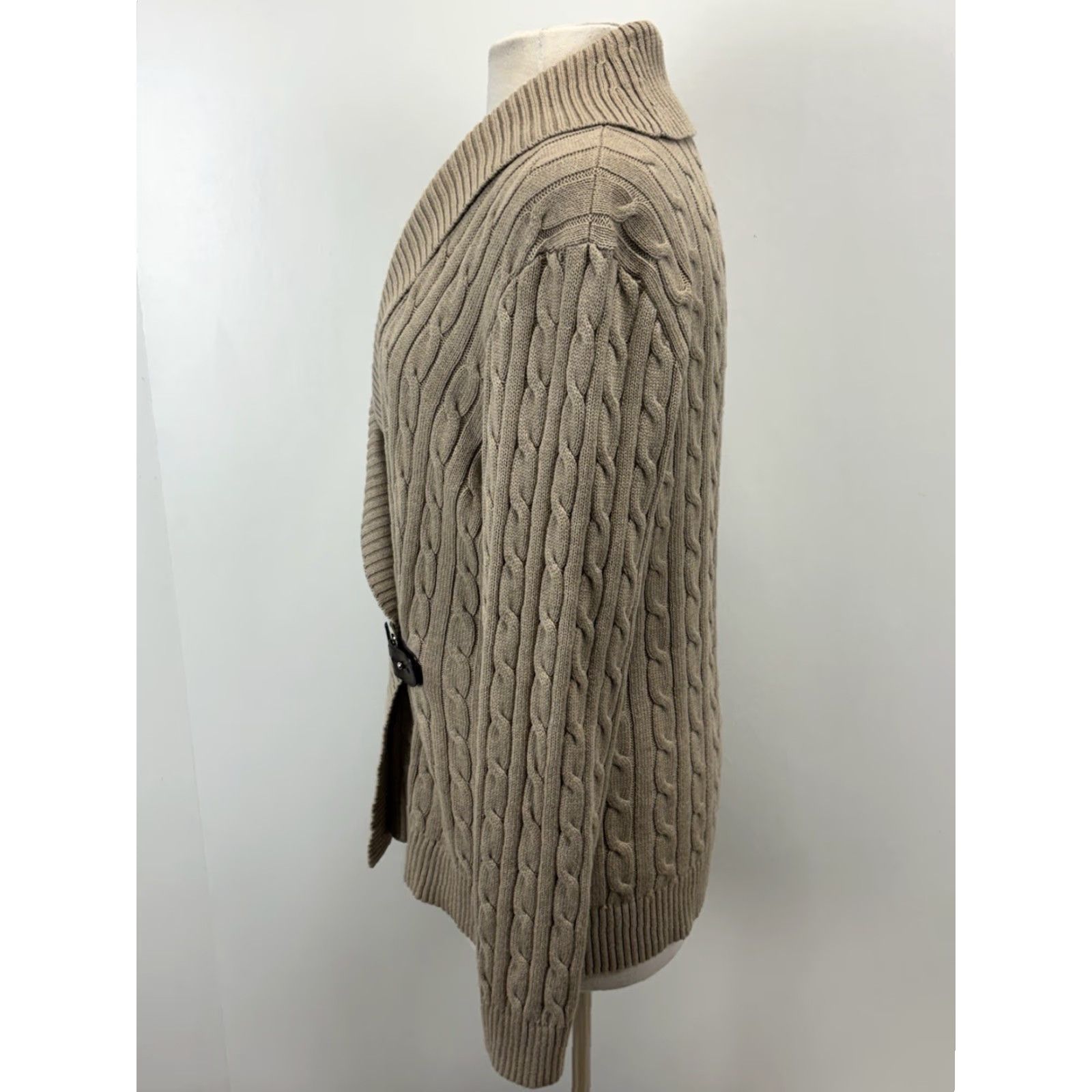 Ralph Lauren VINTAGE Lauren Ralph Lauren Cableknit Sweater Cardigan XL Women’s Tan/grey Buckle Preppy Size XL / US 12-14 / IT 48-50 - 2 Thumbnail
