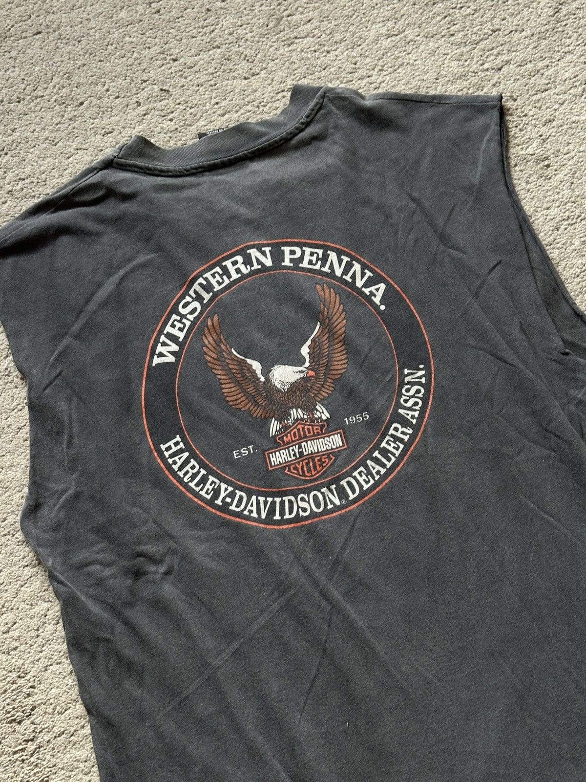 Harley Davidson 1990s Harley Davidson faded Sleveless Tshirt Size US XL / EU 56 / 4 - 7 Thumbnail