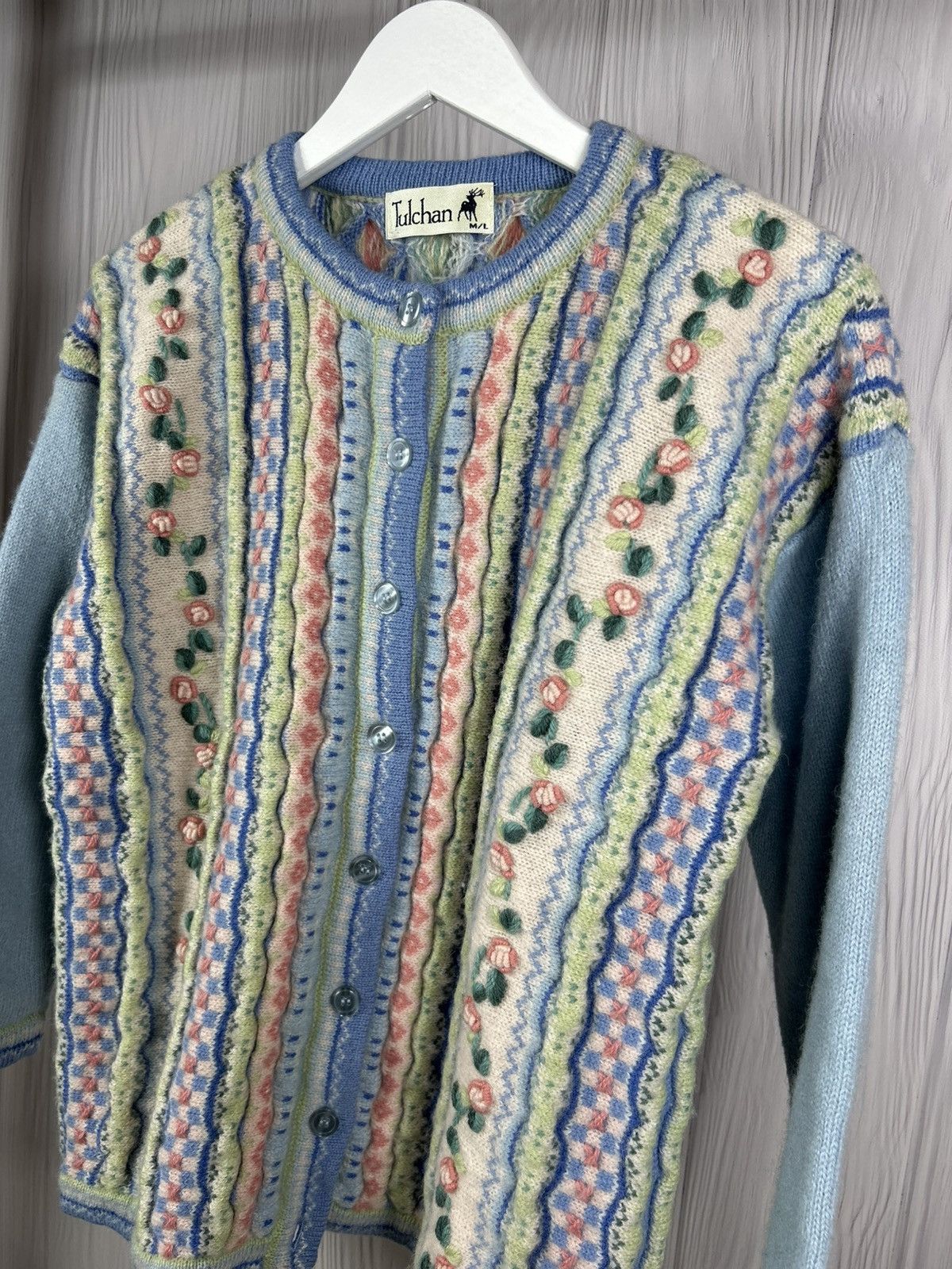 Vintage Vintage Tulchan 1998 Wool Cardigan Floral Size M/L S/S 98 Size L / US 10 / IT 46 - 3 Thumbnail