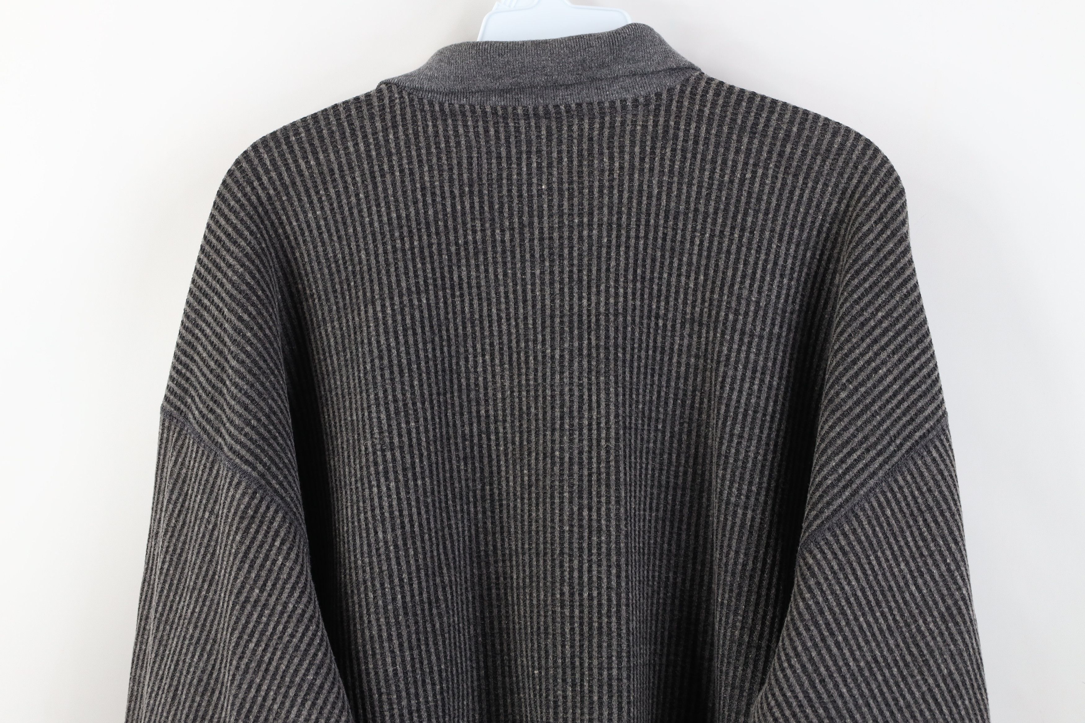 Vintage Vintage 90s Streetwear Chambray Ribbed Knit Long Sleeve Polo Size US L / EU 52-54 / 3 - 11 Thumbnail