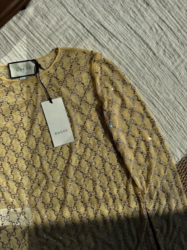 Gucci Gucci Double G crystal tulle round neck long sleeves Size XXS / US 00 / IT 34 - 5 Thumbnail