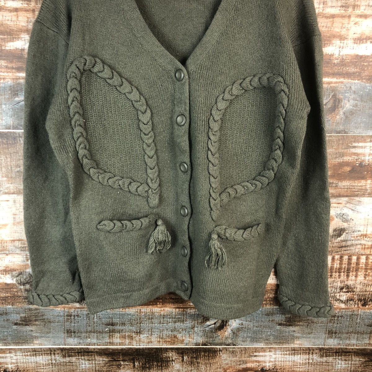 Homespun Knitwear × Japanese Brand DL Lemarais Green Cardigan Knitwear #C585 Size US M / EU 48-50 / 2 - 3 Thumbnail