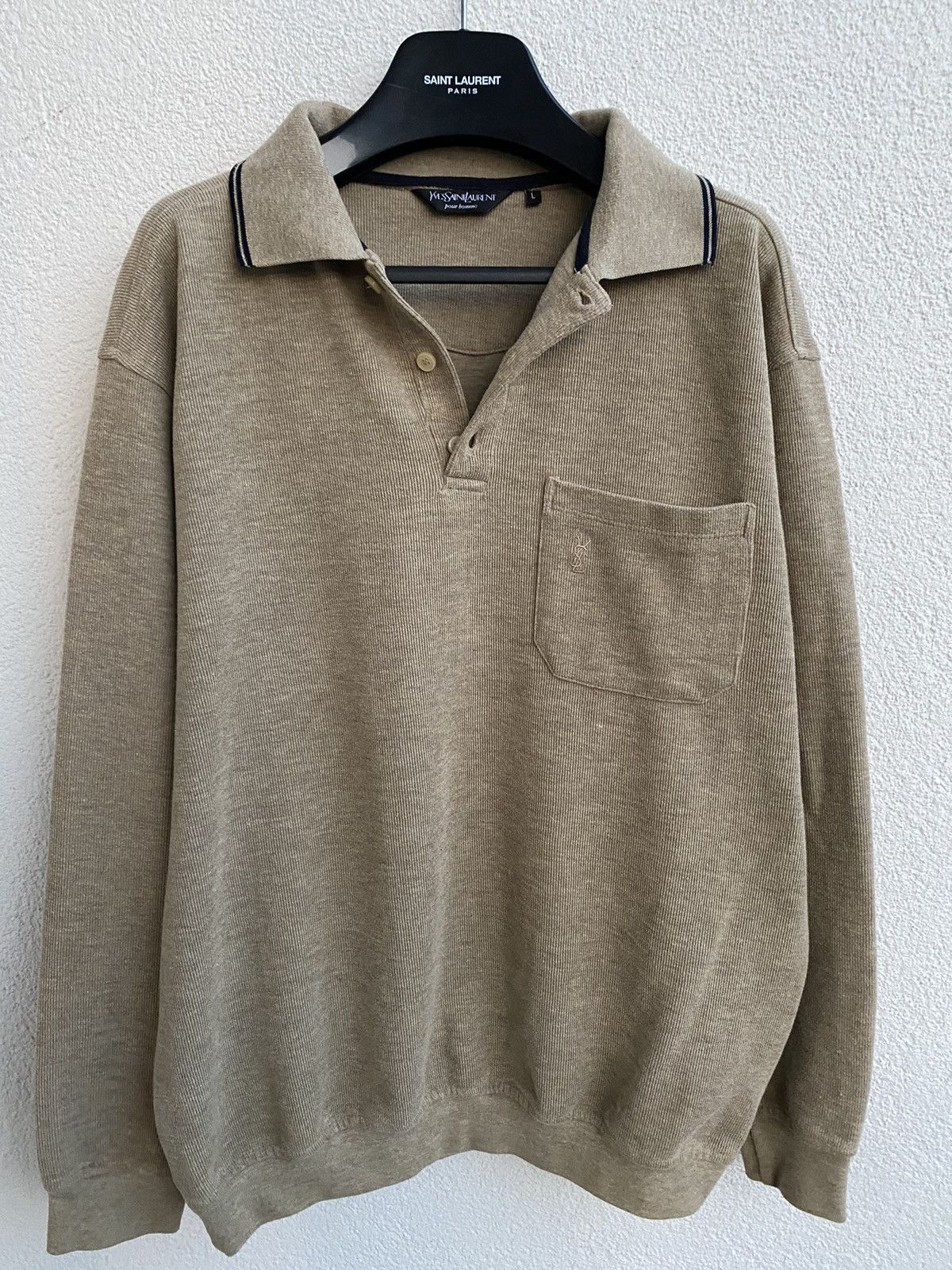 Yves Saint Laurent 90’s YSL Sweatshirt 1/4 Beige Vintage Sweater Quarter Zip Size US L / EU 52-54 / 3 - 19 Thumbnail