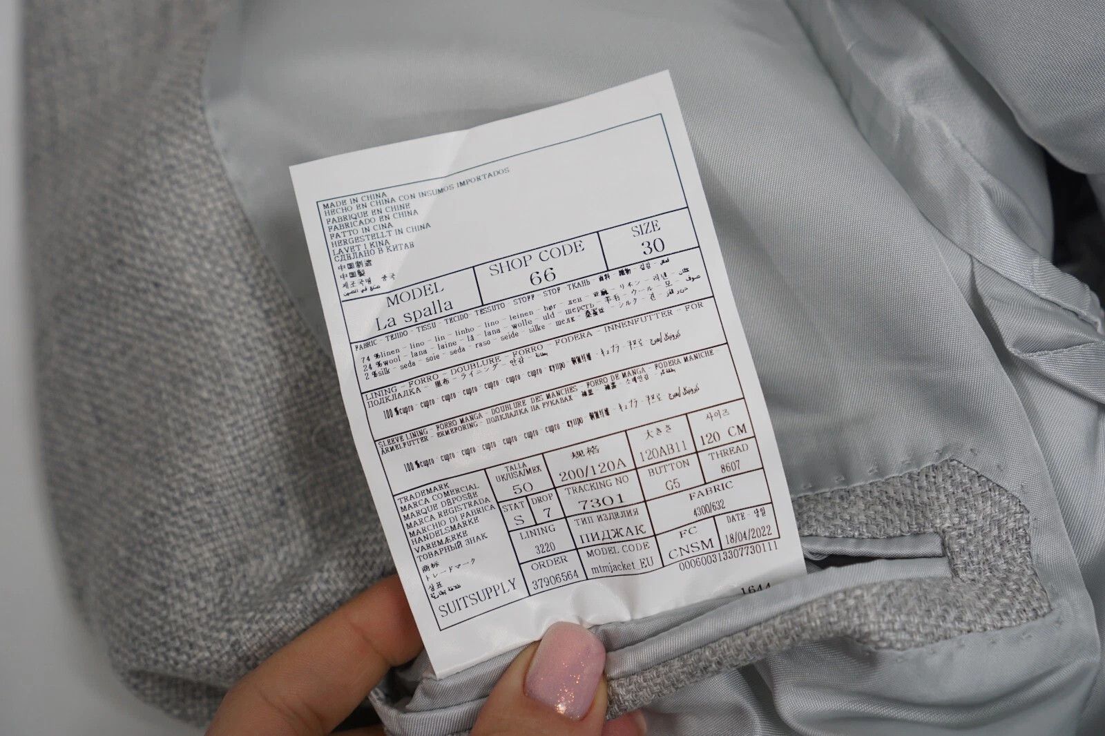 Suitsupply Men Suitsupply Blazer La Spalla Ermenegildo Zegna Grey US50S Size 50S - 7 Thumbnail