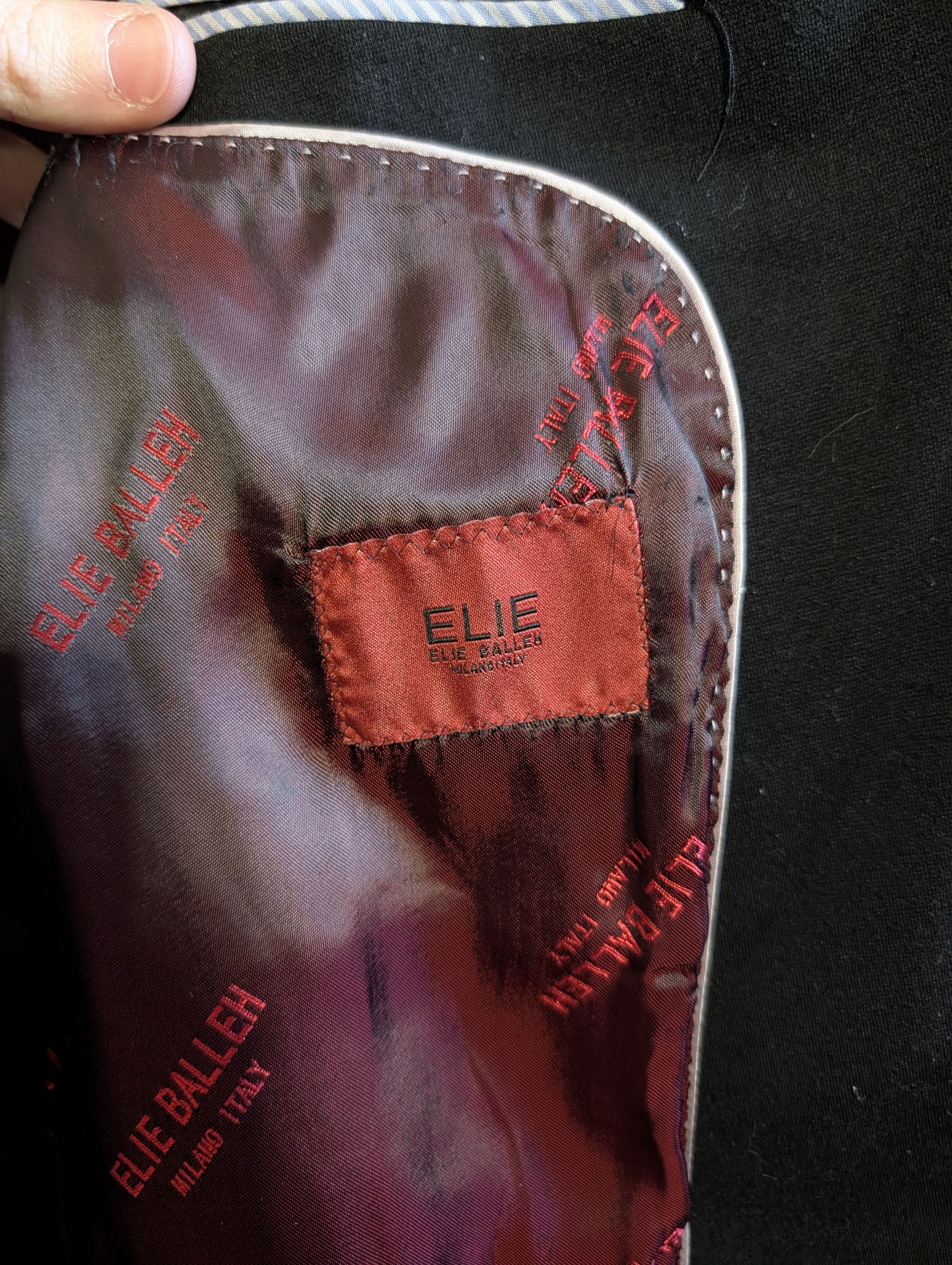 Elia Maurizi ELIE BALLEH Black fleece elbow patch smoking jacket Size 42R - 14 Thumbnail