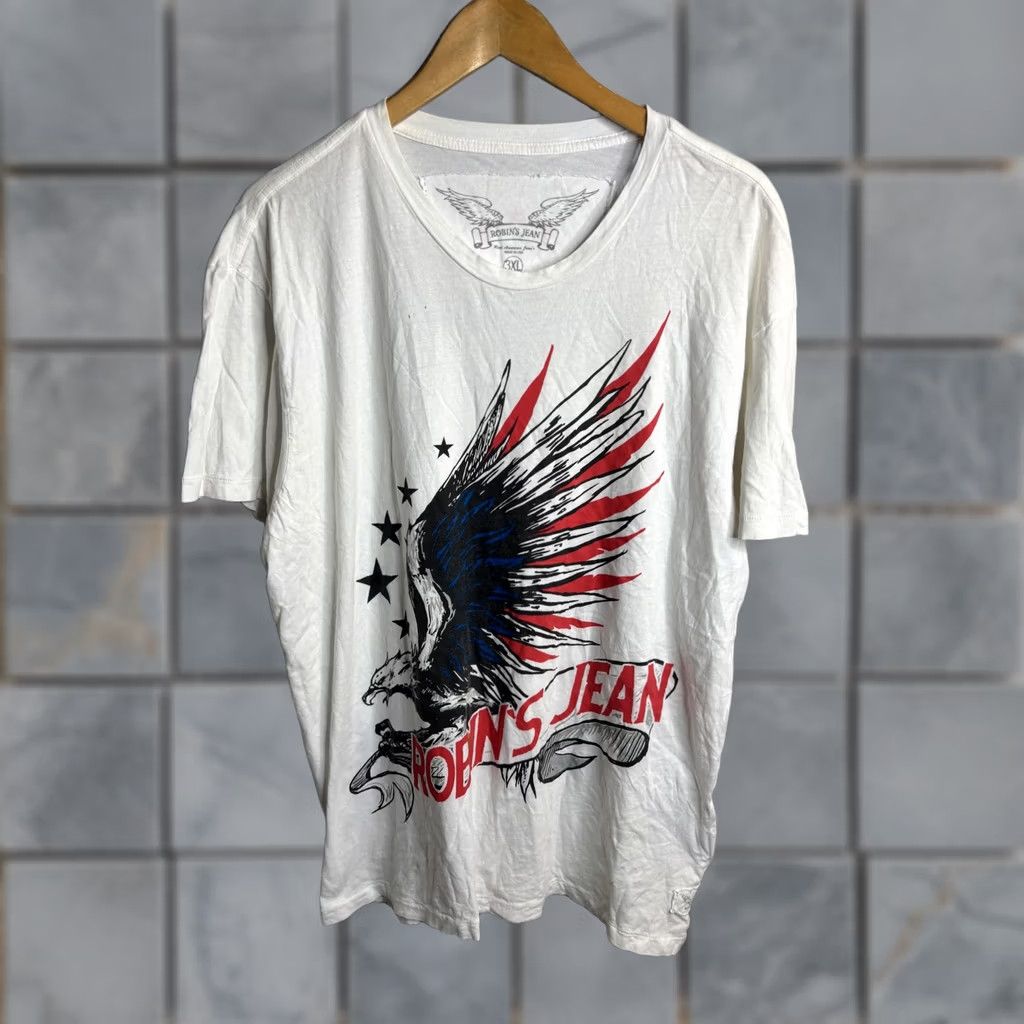 Vintage VINTAGE Robin's Jean Shirt Mens 3XL White Eagle Graphic Made USA Patriotic Tee T-Shirt Size US XXL / EU 58 / 5 - 1 Thumbnail