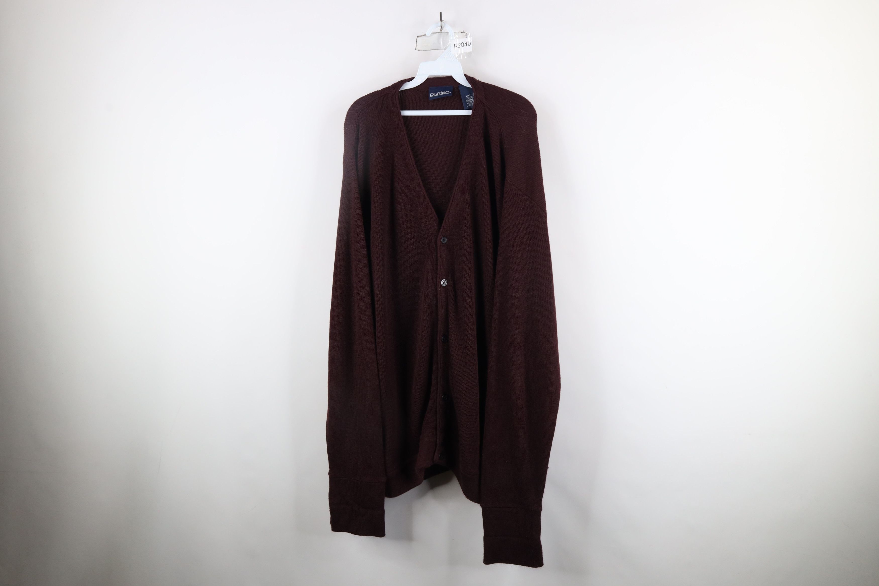 Vintage Vintage 90s Streetwear Knit Button Cardigan Sweater Maroon Size US XXL / EU 58 / 5 - 1 Thumbnail