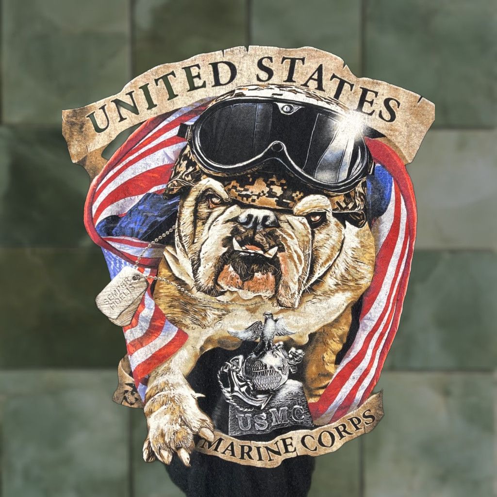Vintage Bayside Mens TShirt 2XL Black USA Marine Corps Bulldog USA MADE Shirt Men 2XL Black Graphic Print United States Pattern USA Theme Size US XXL / EU 58 / 5 - 1 Thumbnail