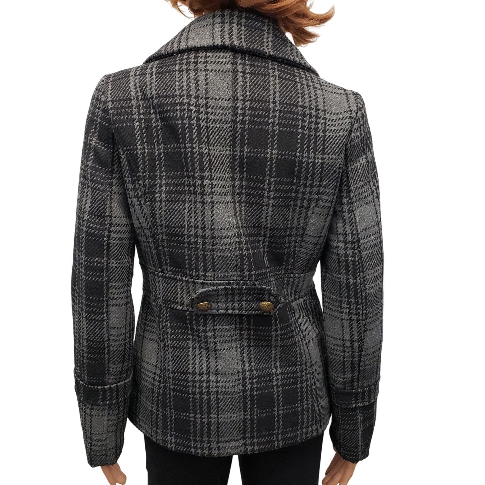 XOXO XOXO Faux Double Breast Asymmetrical zip Plaid Wool Jacket S Size S / US 4 / IT 40 - 8 Thumbnail