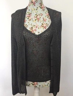 Christian Dior Monsieur Vintage CHRISTIAN DIOR 2pc cami and cardigan twin set w/ Silver Sparkle Size L / US 10 / IT 46 - 3 Thumbnail