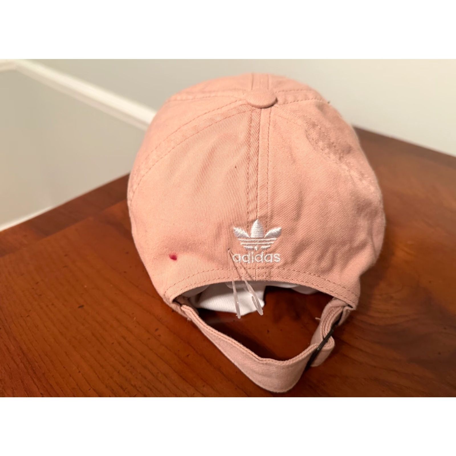 Adidas Adidas Women’s Relaxed Mini Logo Strap-Back Hat Peach EUC Baseball Cap Adjustable 100% Cotton Canvas Beige Logo Size ONE SIZE - 3 Thumbnail