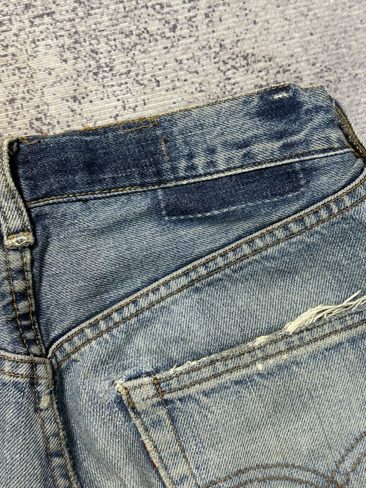 Kapital Vintage Levis 501 Button J22 Selvedge Distressed Denim Jeans Size US 27 - 19 Thumbnail