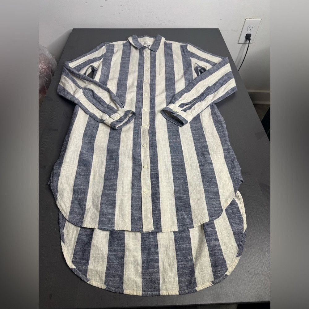 Trovata Birds of Paradis by Trovata Blue & White Striped Linen Blen Size S / US 4 / IT 40 - 4 Thumbnail