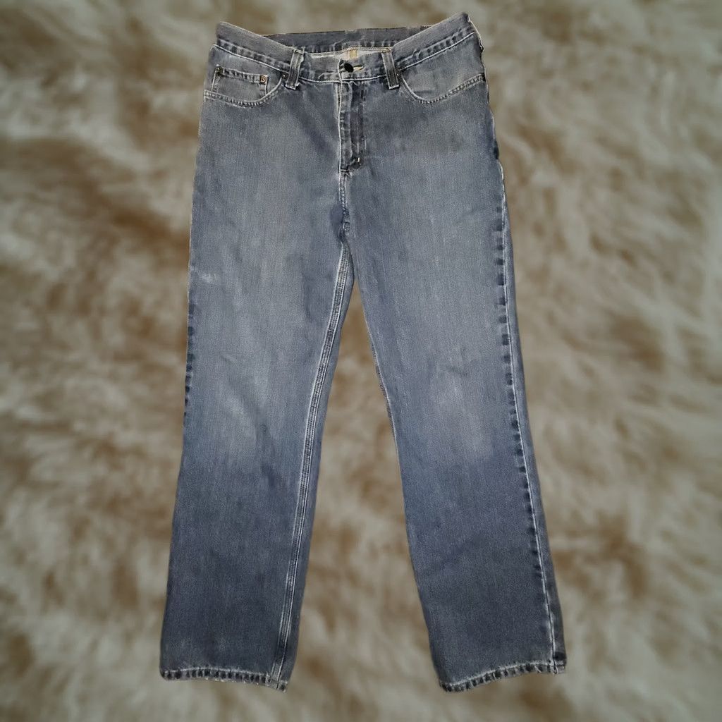 Carhartt Carhartt Jeans Relaxed Straight Mens 33x30 Blue Denim Medium Workwear Distressed Pockets Logo Regular Size Type: Jeans Size US 33 - 1 Thumbnail