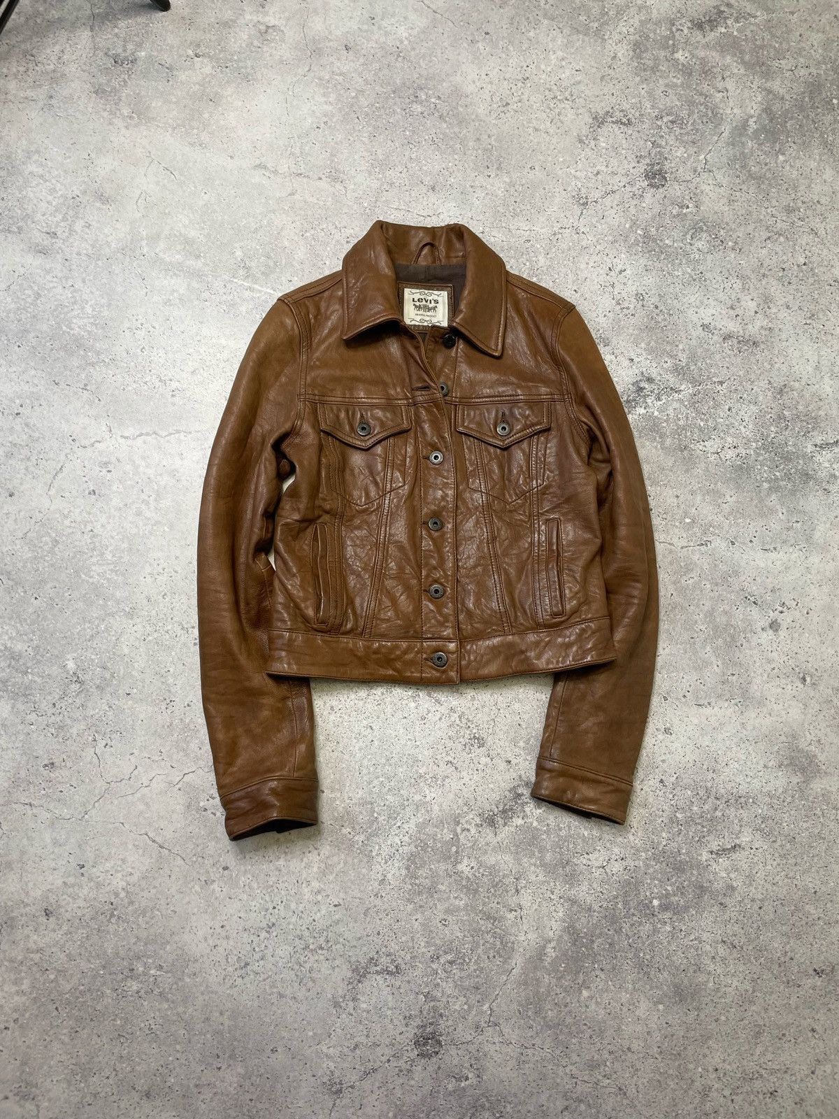 Levi's Vintage Levi’s Leather Brown Jacket Travis Scott Style Size S / US 4 / IT 40 - 1 Thumbnail