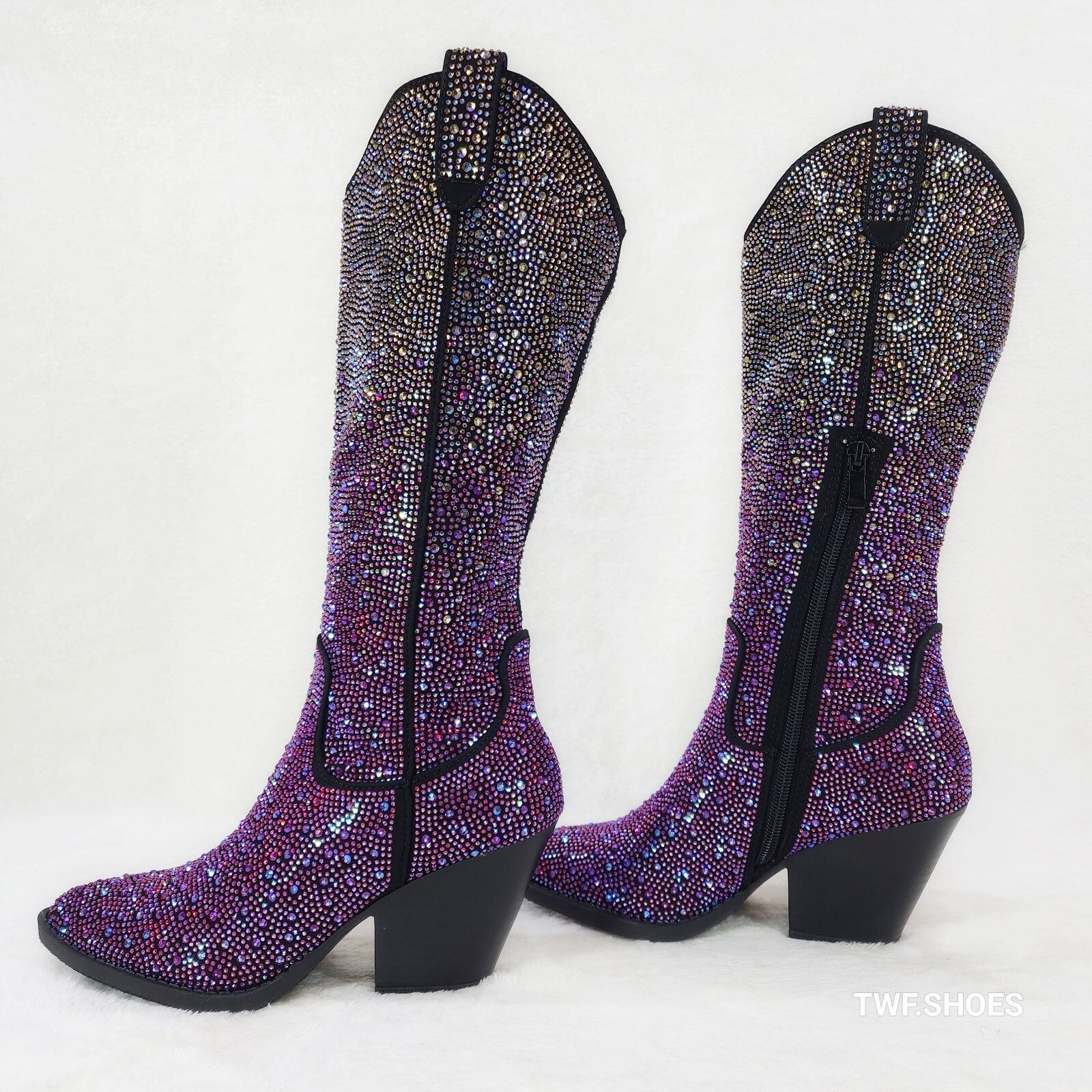 Other Wild Ones Glamour Cowboy Purple Multi Ombre Rhinestone Cowgi Size US 6 / IT 36 - 9 Thumbnail