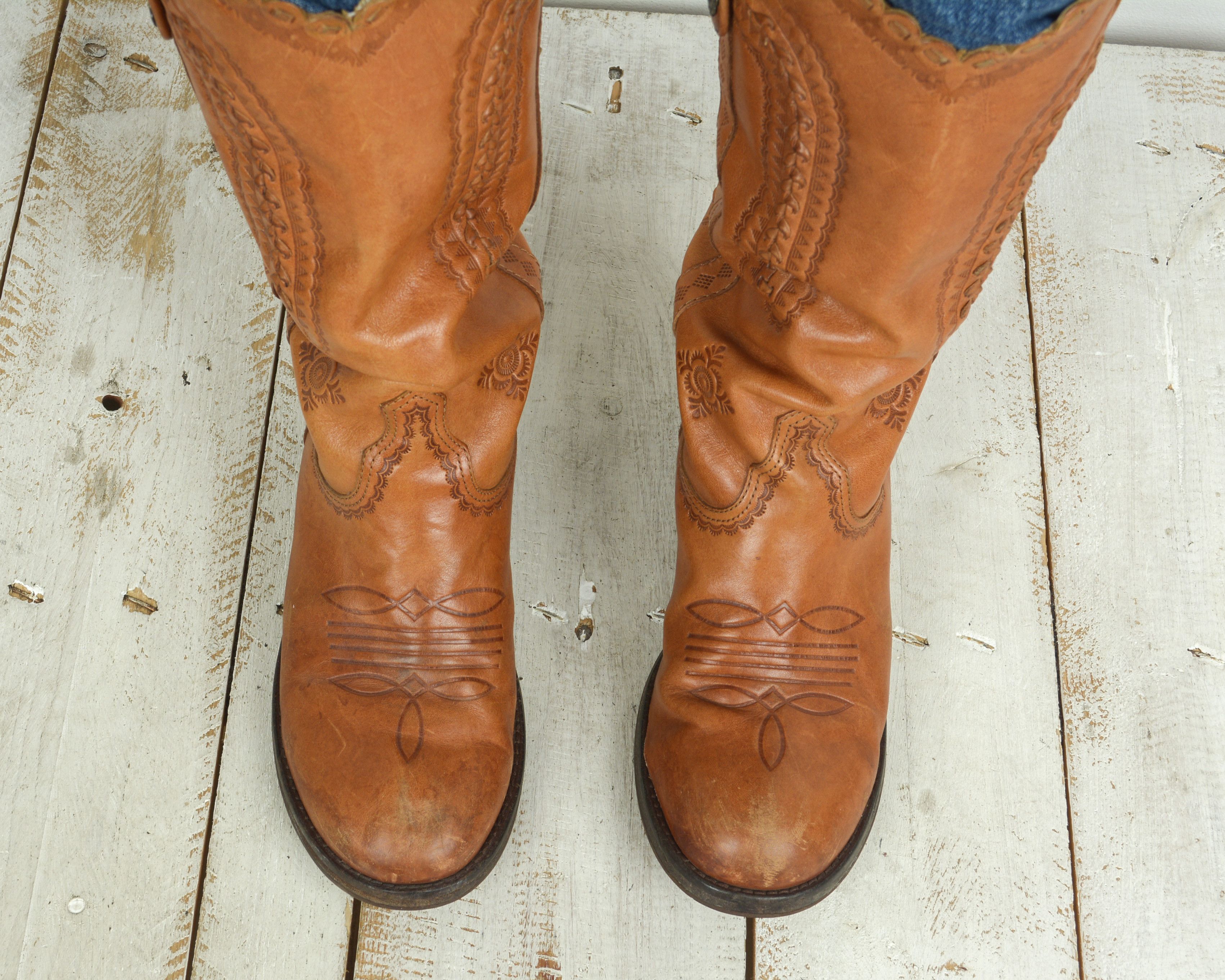 Handmade × Leather × Vintage ASK Boots Western Cowboy Pullons Eu 37 Shoes UK 4 vegetable Size US 6 / IT 36 - 5 Thumbnail