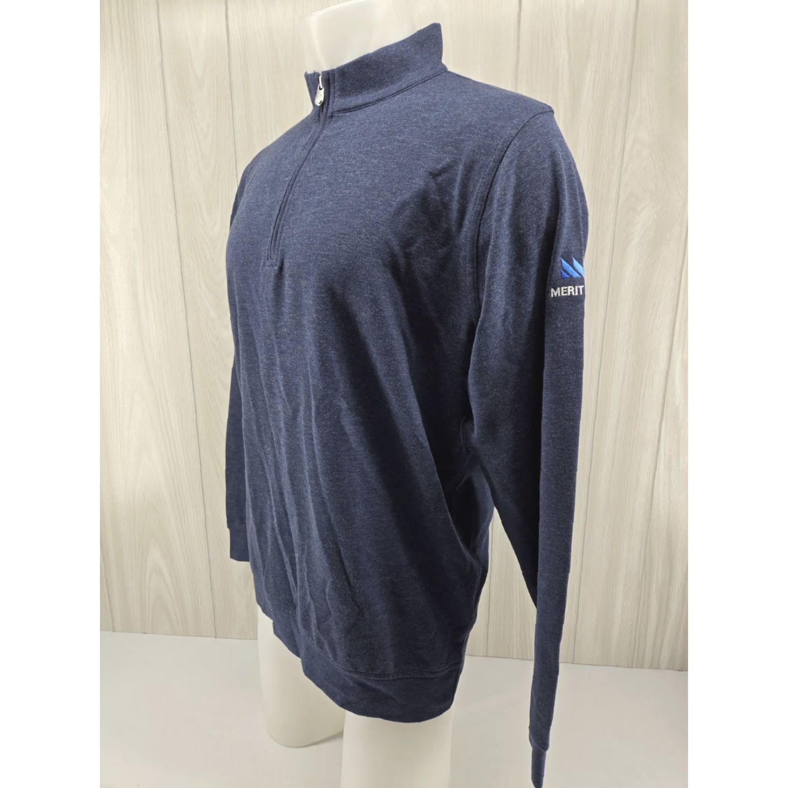 Peter Millar VINTAGE Peter Millar Golf Sweater Mens Large Blue 1/4 Zip Long Sleeve Merit Bank Logo 1 Size US L / EU 52-54 / 3 - 3 Thumbnail