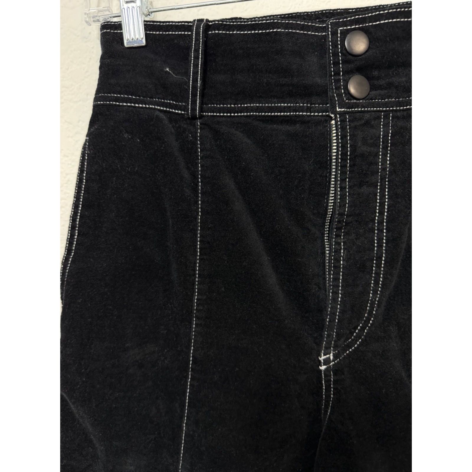 Urban Outfitters VINTAGE Urban Outfitters Pants Women Black Velvet Thick White Stitch Size 6 Size 28" / US 6 / IT 42 - 7 Thumbnail