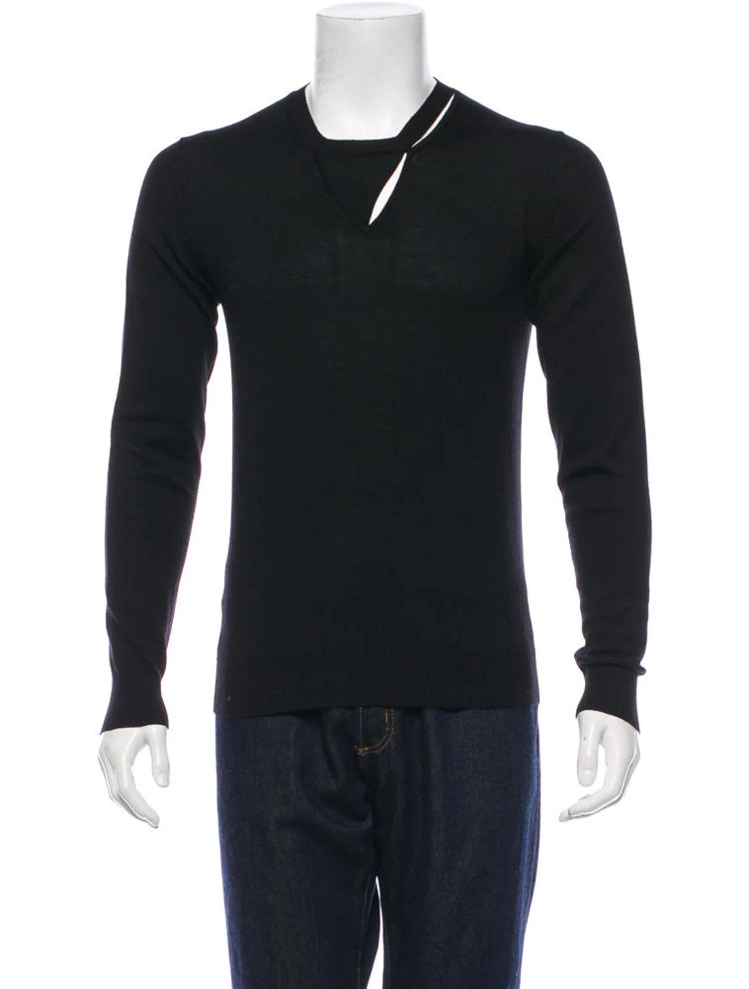 Image of Dior Homme Wool Sweater With Cutout Detail in Black, Men's (Size Small)