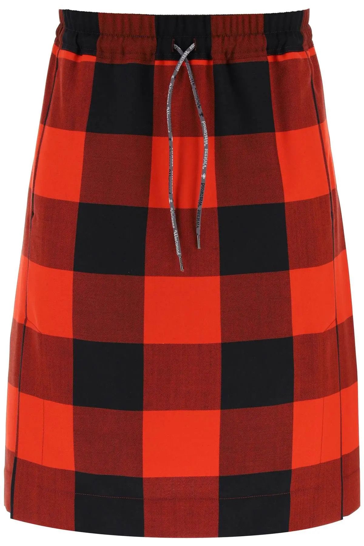 image of Vivienne Westwood O1S22I1N0124 Check Wool Kilt In Red/ Black in Red/Black, Men's (Size 34)