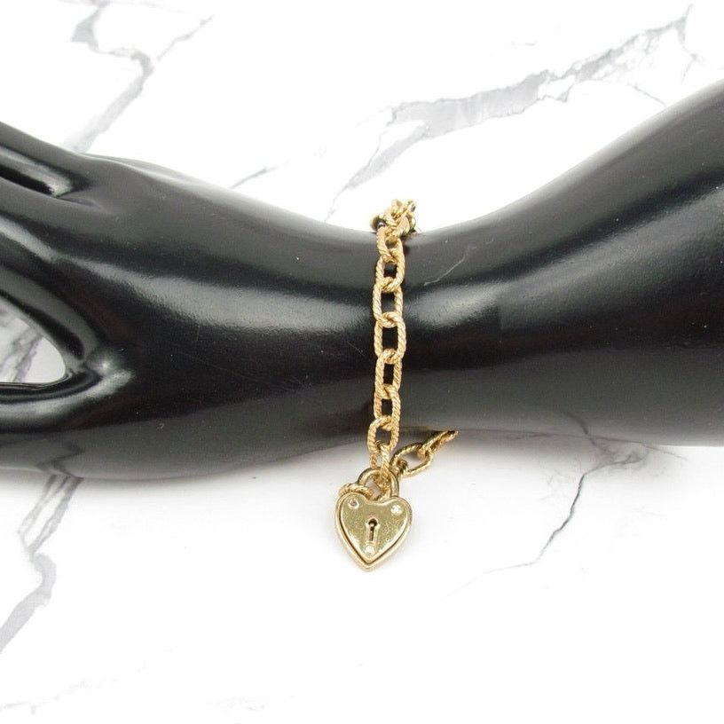 Juicy Couture Juicy Couture Vintage Gold Tone Logo Heart Lock Bracelet Size ONE SIZE - 5 Thumbnail
