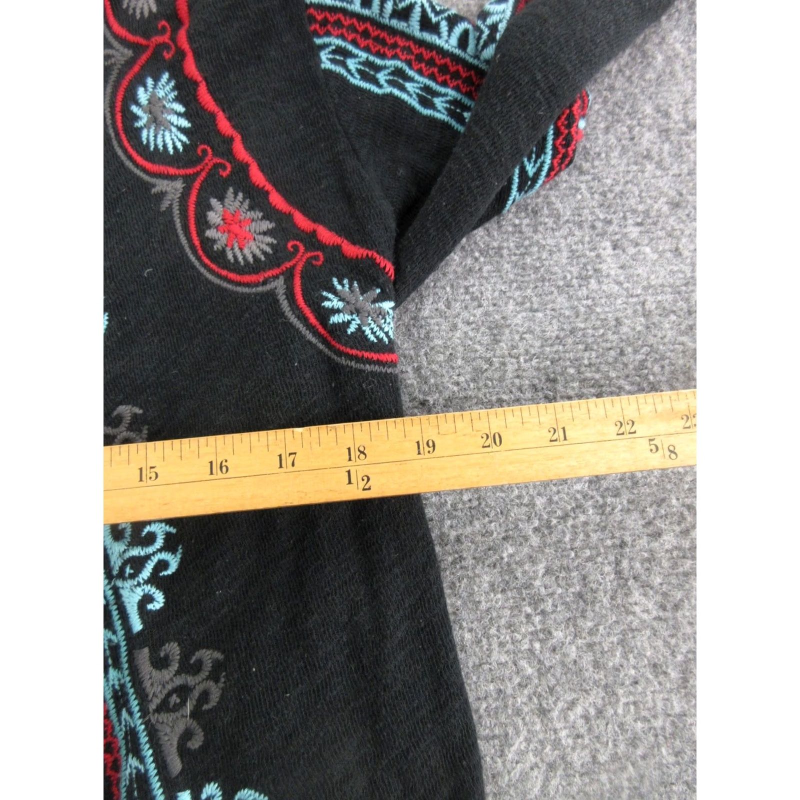 Johnny Was Johnny Was Sweater Cardigan Womens Medium Black Aztec Wrap Belted Knit Boho Wrap Open V-Neck Long Sleeve Geometric Fall Casual Size M / US 6-8 / IT 42-44 - 6 Thumbnail