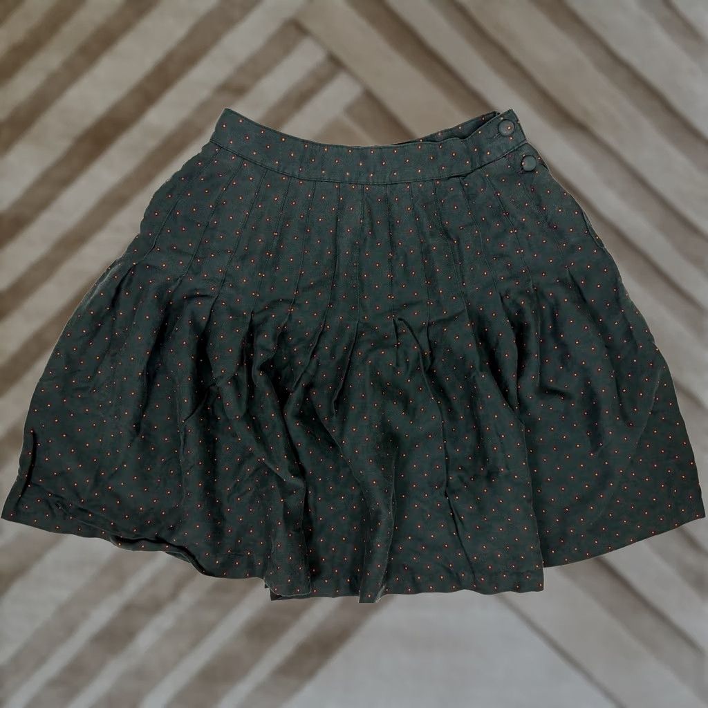Gap VINTAGE Gap Mini Skirt Womens Small Forest Green Pleated High Waist 80s 90s Size 26" / US 2 / IT 38 - 1 Thumbnail