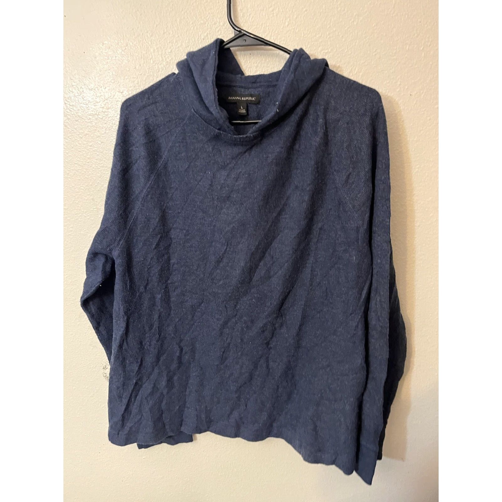 Banana Republic Banana Republic Hoodie Pullover Hooded Pocket Fleece Navy Blue Large L Men’s Casual Activewear Knit Sweatshirt Size L / US 10 / IT 46 - 2 Thumbnail