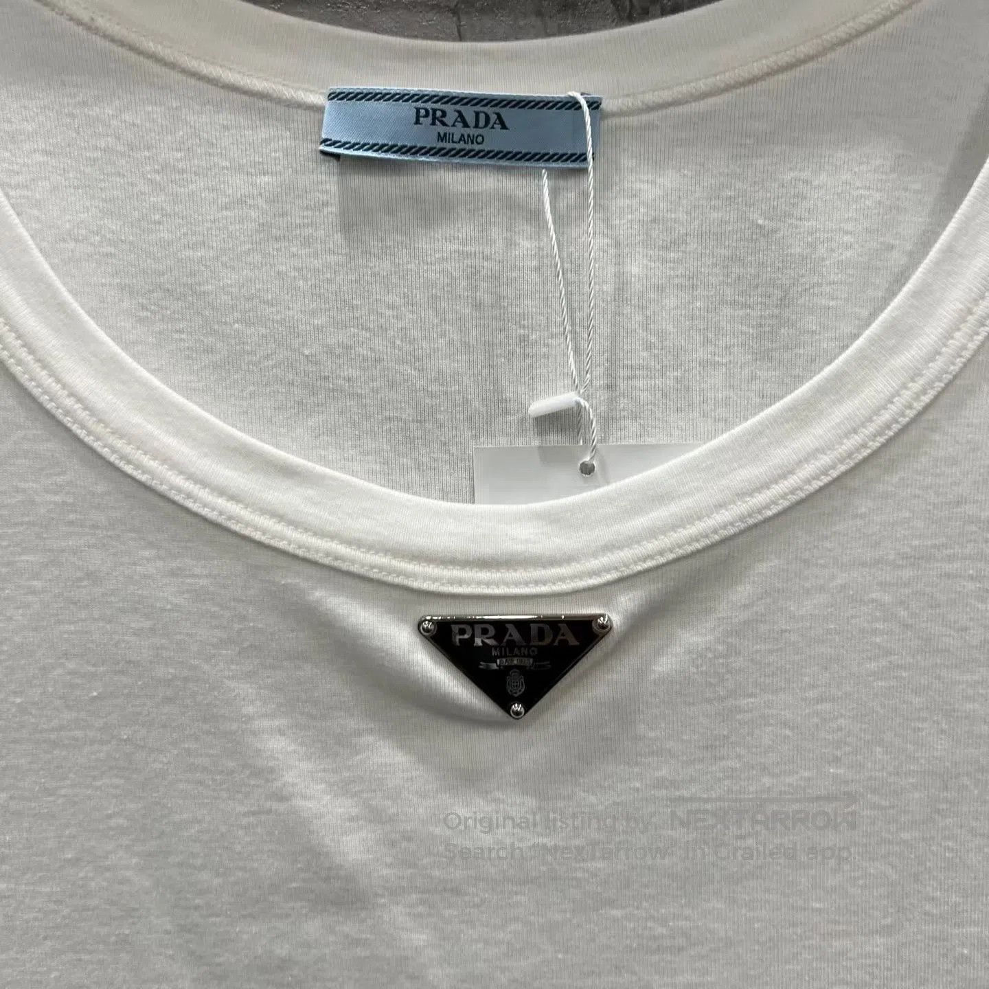 Prada Prada White Metal Triangle Logo Tank Top| Size M / US 6-8 / IT 42-44 - 4 Thumbnail