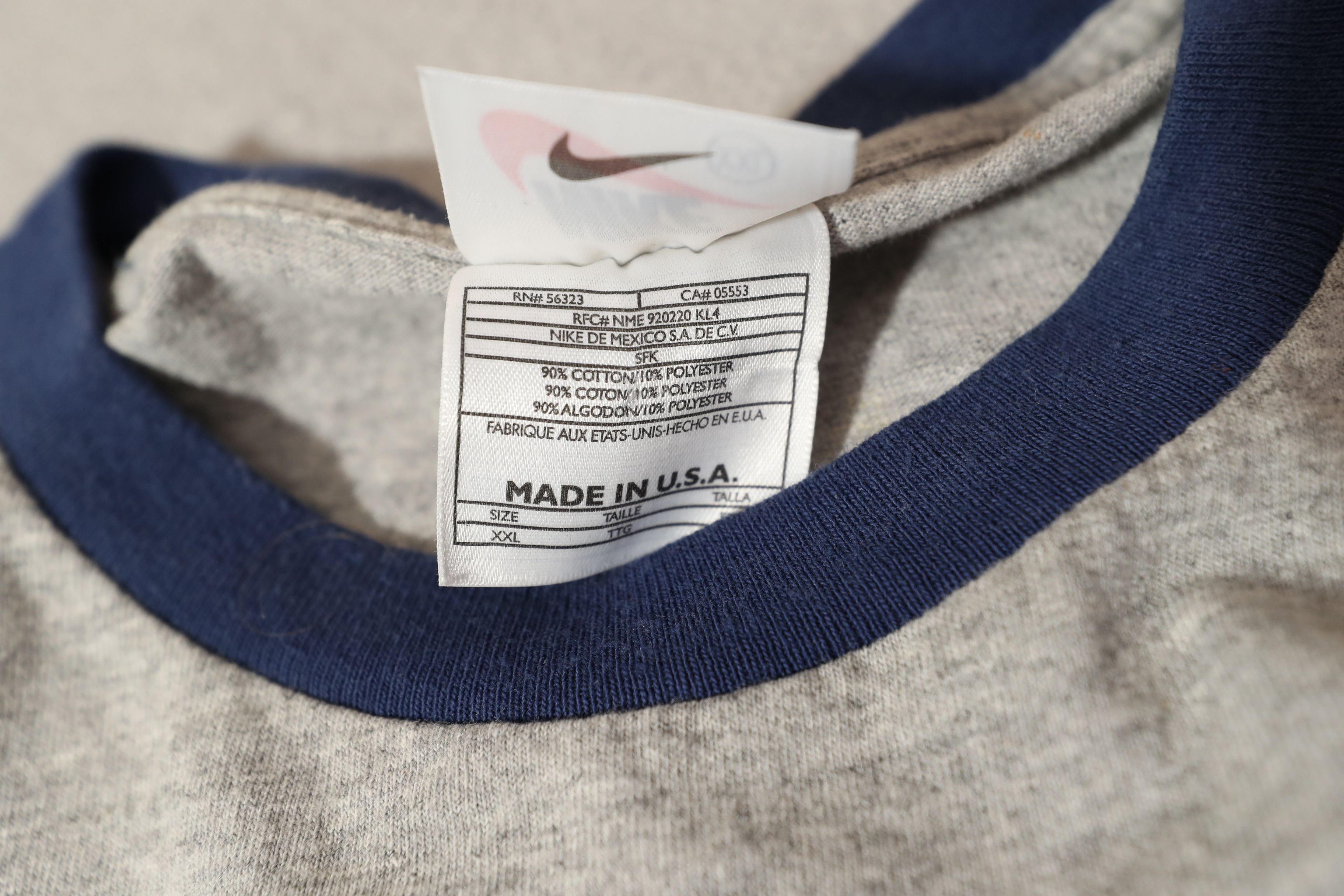 Nike Nike Y2K 90s Nike Grey Ringer Tee (XXL) Size US XXL / EU 58 / 5 - 8 Thumbnail