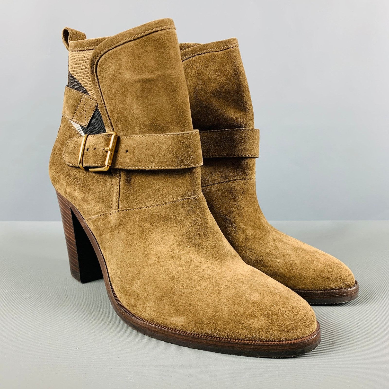 Burberry BURBERRY Size 11 Brown Suede Chunky heel Boots Size US 11 / IT 41 - 1 Thumbnail