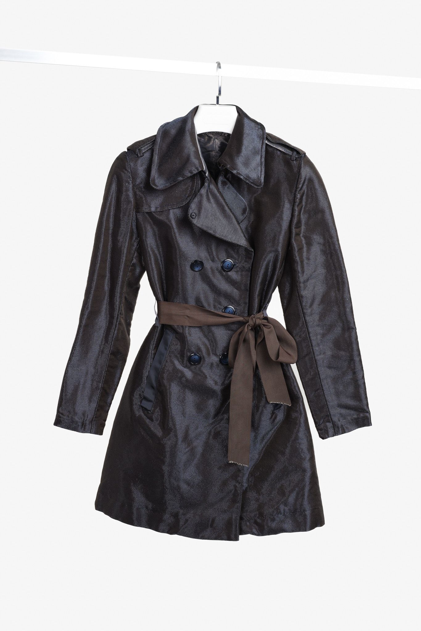 Paul Hardy Chapter 14 Gunmetal Blue Ribbon Trim Trench Coat