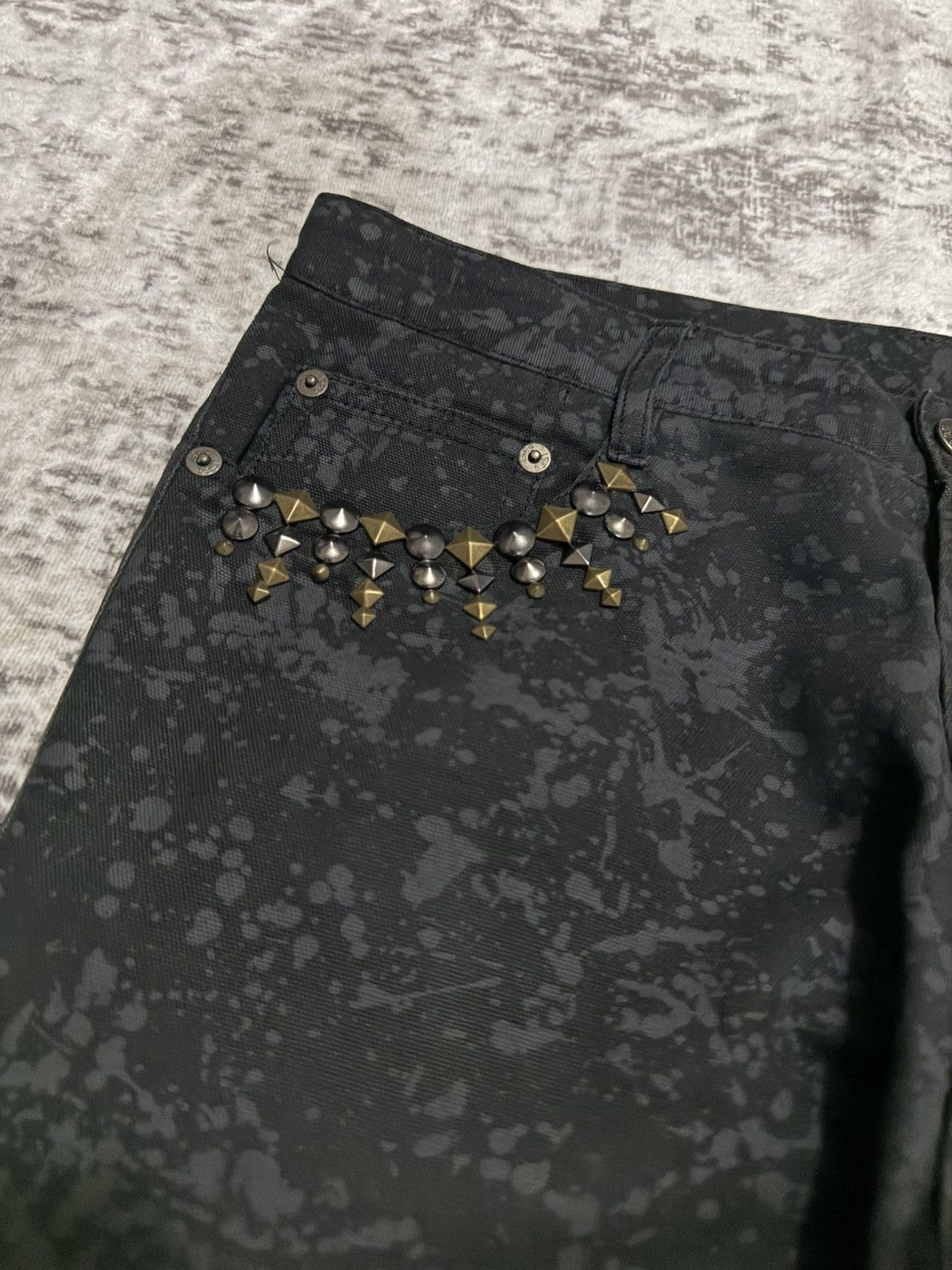 If Six Was Nine 5351 Pour les Homme Artisanal Studs Blackout Splatter Pants Size US 30 / EU 46 - 3 Thumbnail