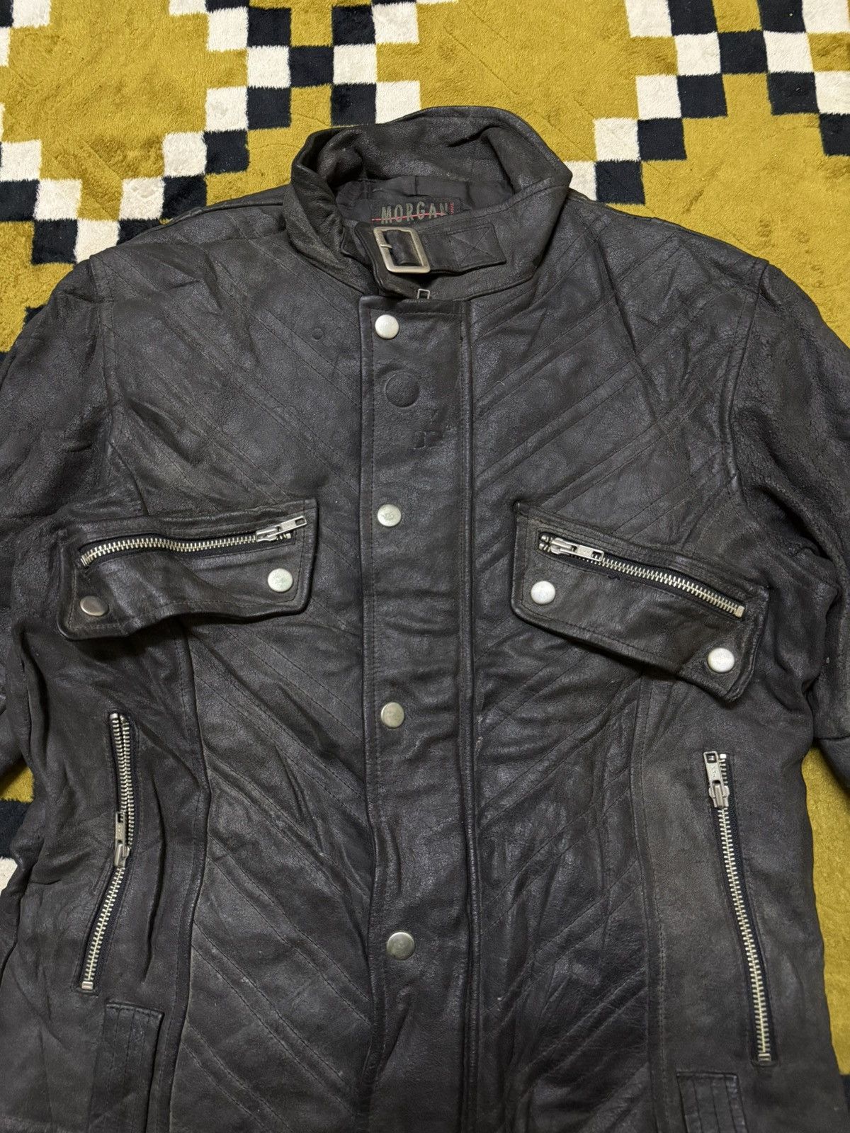 Morgan Homme Vintage Morgan Biker Leather Jacket Size US S / EU 44-46 / 1 - 6 Thumbnail